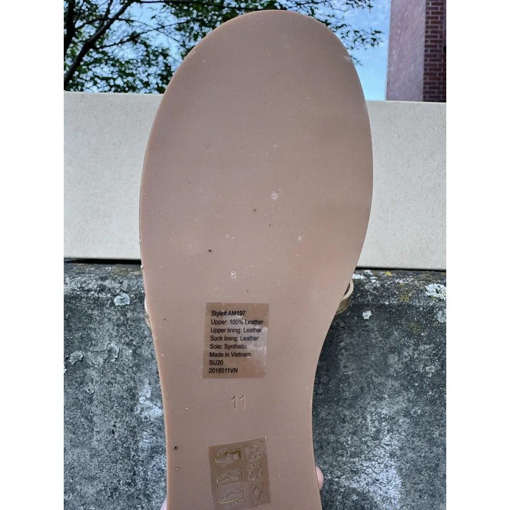 Madewell Tracie Crisscross Slide Sandals Gold Metallic Leather Size 11 AM197